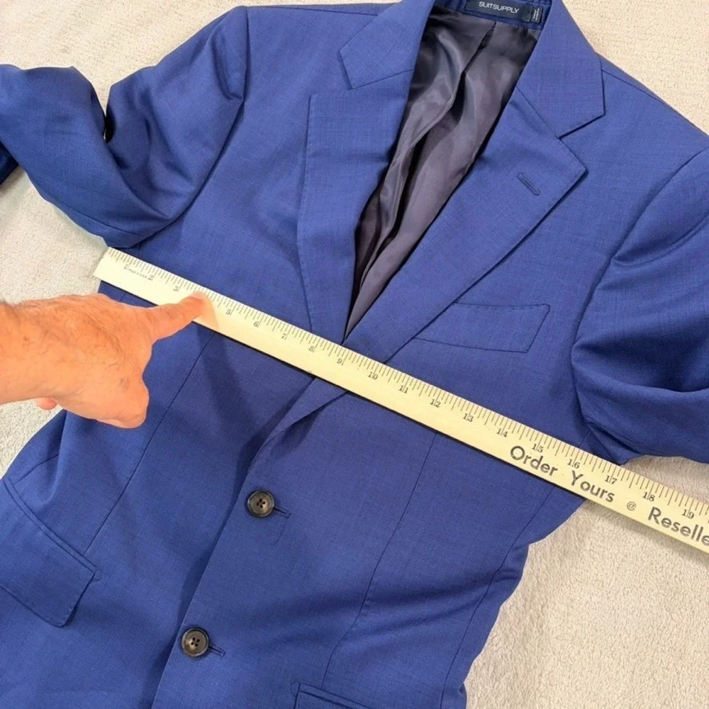 SuitSupply Vitale Barberis Lazio Blazer Men 34R Slim Blue Wool Surgeon Cuff